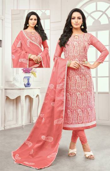 Look Pretty In This Designer Embroidered Suit In all Over Pink Color. Its Top And Dupatta are Fabricated On Chanderi Cotton Paired With Cotton Bottom. Buy This Dress Material Now And Get This Stitched As Per Your Desired Fit And Comfort. 