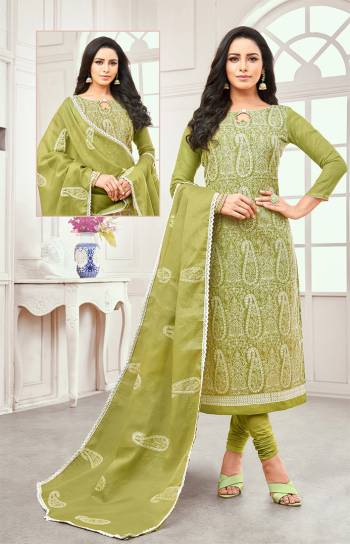 Look Pretty In This Designer Embroidered Suit In all Over Green Color. Its Top And Dupatta are Fabricated On Chanderi Cotton Paired With Cotton Bottom. Buy This Dress Material Now And Get This Stitched As Per Your Desired Fit And Comfort. 