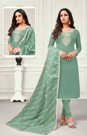 Look Pretty In This Designer Embroidered Suit In all Over Teal Green Color. Its Top And Dupatta are Fabricated On Chanderi Cotton Paired With Cotton Bottom. Buy This Dress Material Now And Get This Stitched As Per Your Desired Fit And Comfort. 