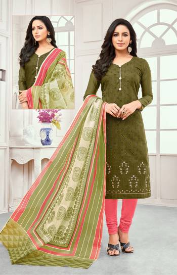 Look Pretty In This Designer Embroidered Suit In Dark Green And Pink Color. Its Top And Dupatta are Fabricated On Chanderi Cotton Paired With Cotton Bottom. Buy This Dress Material Now And Get This Stitched As Per Your Desired Fit And Comfort. 