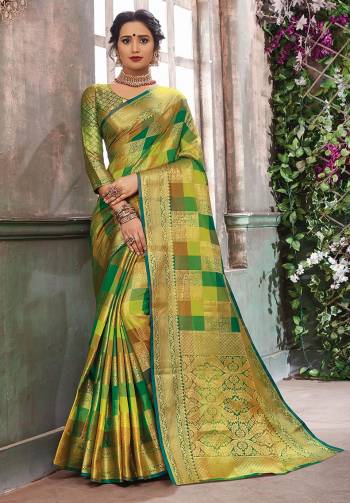 Go Colorful With This Designer Silk Based Saree In Multi Color. This Saree And Blouse Are Fabricated On Banarasi Art Silk Beautified With Multi Colored Checks And Heavy Weave All Over. Buy Now