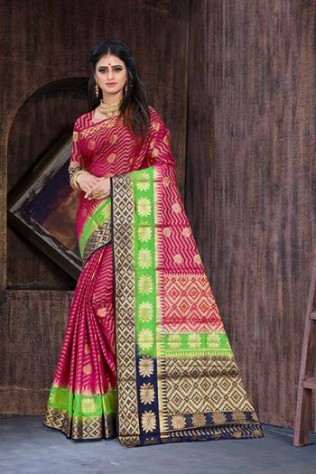 Shine Bright In This Attractive Looking Magenta Pink Colored Saree Paired With Magenta Pink Colored Blouse. This Saree And Blouse Are Fabricated On Art Silk Beautified With Weave All Over. Buy Now