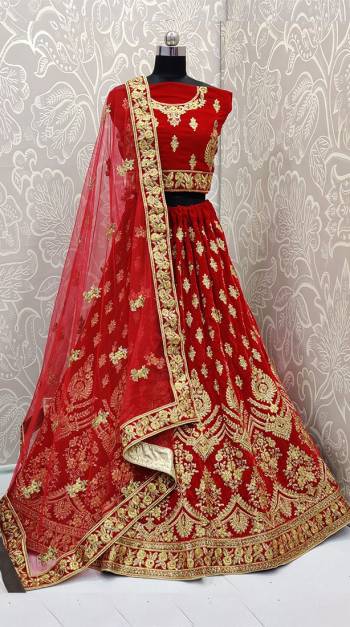 Here Is Trending Very Beautiful Heavy Designer Lehenga Choli In All Over Maroon Color. Its Blouse And Lehenga Are Fabricated On Rich Velvet Beautified With Heavy Embroidery Paired With Net Fabricated Heavy Embroidered Dupatta. Buy This Pretty Piece Now