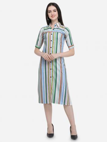 Go Colorful Wearing This Readymade Straight Kurti In Multi Color Fabricated On Cotton. This Pretty Kurti Has Colorful Lining Prints All Over, you Can Pair This Up With Leggings, Pants Or Plazzo. 