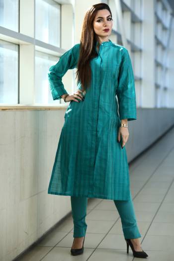 Grab This Readymade Pair Of Kurti With Bottom For Your Casual Or Semi-Casual Wear. This Readymade Kurti Is Fabricated On Organic Cotton Paired With Readymade Bottom Fabricated On Khadi. Buy This Pair Now.