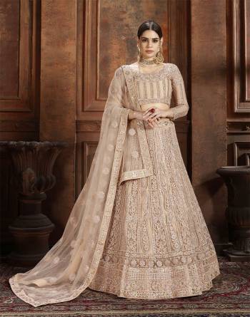 Here Is Very Elegant Looking Heavy Designer Lehenga Choli For The Upcoming Wedding Season In Pretty Beige. This Lehenga , Choli And Dupatta Are Fabricated On Net Beautified With Heavy Detailed Embroidery. Buy Now.