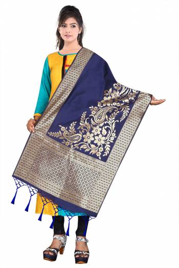 Enhance Your Look of gown and lehenga choli Or A Simple Kurti With Latest Trends Of Banarasi Dupatta Beautified With Attractive Weave All Over. You Can Pair This Up With Any Kind Of Ethnic Attire And In Same Or Contrasting Colored Attire