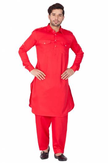 Get Ready For The Upcoming Festive Season With This Readymade Pair Of Pathani Kurta Pyjama For Men's Wear. This Rani Pink Colored Pair Is Fabricated On Cotton Which Is Light Weight, Soft Towards Skin And Available In All Sizes. Buy Now.