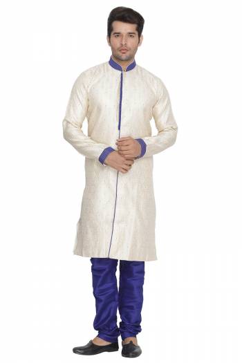 This Festive And Wedding Season Adorn A Proper Traditional Look Wearing?This Designer Readymade Sherwani With Bottom Which Is Cotton Silk Based. Its Fabric Has Rich Feel And Light In Weight, Also It Is Available In All Sizes. Choose As Per Your Desired Fit And Comfort. Buy Now.