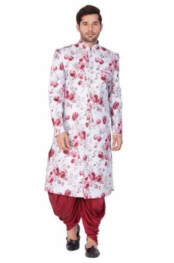 This Festive And Wedding Season Adorn A Proper Traditional Look Wearing?This Designer Readymade Sherwani With Bottom Which Is Cotton Silk Based. Its Fabric Has Rich Feel And Light In Weight, Also It Is Available In All Sizes. Choose As Per Your Desired Fit And Comfort. Buy Now.