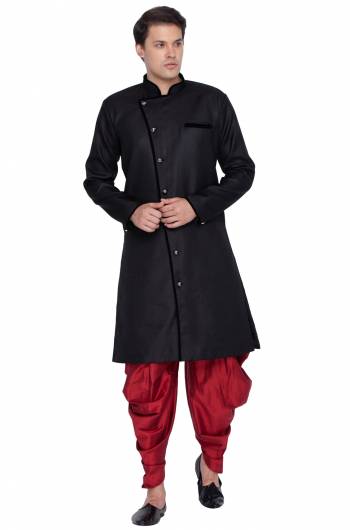 This Festive And Wedding Season Adorn A Proper Traditional Look Wearing?This Designer Readymade Sherwani With Bottom Which Is Cotton Silk Based. Its Fabric Has Rich Feel And Light In Weight, Also It Is Available In All Sizes. Choose As Per Your Desired Fit And Comfort. Buy Now.