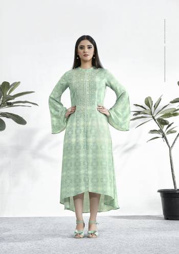 Celebrate This Festive Season With Beauty And Comfort Wearing This Designer Readymade Digital Printed Kurti In Light Green Color Fabricated On Muslin Beautified With Resham Embroidery. This Kurti Is Light Weight, Soft Towards Skin And Easy To Carry All Day Long. 