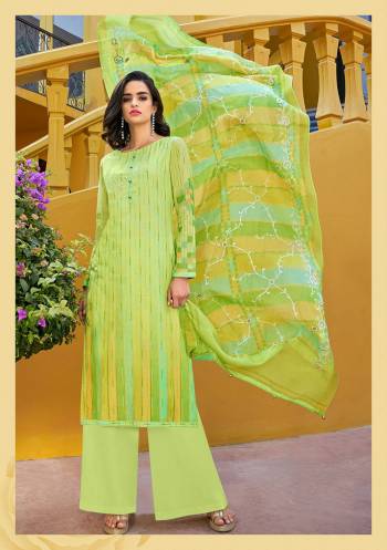 Grab This Lovely Designer Straight Suit For Your Festive Wear Or Semi-Casual Wear In Light Green Color. Its Top Is Fabricated On Georgette Silk Paired With Nylon Bottom And Super Net Fabricated Dupatta. It Is Beautified With Printed And Thread Embroidery. Also It Is Light Weight And Easy To Carry All Day Long. 