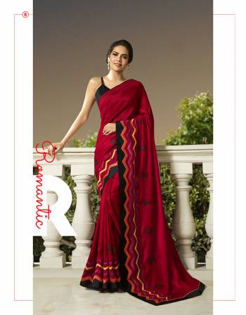 Celebrate This Festive Season With Beauty And Comfort Wearing This Rich And Elegant Looking Designer Saree In Red Color. This Saree And Blouse Are Silk Based Giving A Rich Look To Your Personality. 