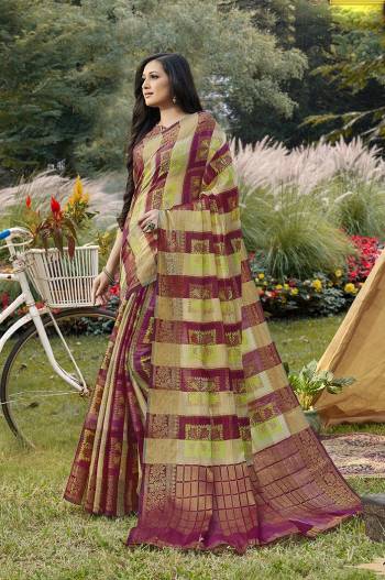 Classy Saree look pretty like never before.Wearing this Magenta Pink Color Saree which made from Handloom Silk With Magenta Pink Color Handloom Silk blouse, Saree has also decorative work like Heavy Zari Work With Woven.This beautiful Saree features a classy Zari Work Work all over,which makes it a smart pick for all occasions And You can wear this Saree in different styles. Buy Now.