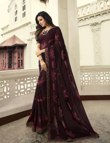 For Your Semi-Casual Wear, Grab This Pretty Saree In Wine Color. This Printed Saree Is Fabricated On Georgette Paired With Art Silk Fabricated Blouse. Its Fabric Is Durable And Easy To Care For. 