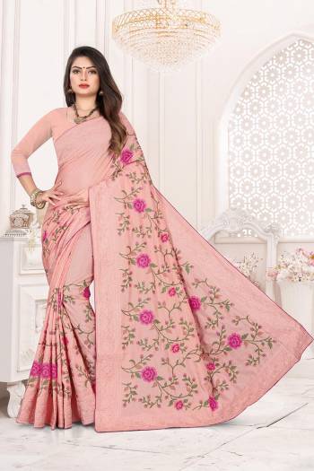 Add This Very Beautiful And Heavy Designer Saree To Your Wardrobe In Dusty Pink Color For The Upcoming Wedding And Festive Season. This Saree And Blouse Are Fabricated on Dola Art Silk Detailed Thread Work With Tone To Tone Embroidered Lace Border. Buy Now.
