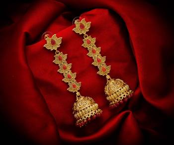 Here Is A New And Unique Designer Patterned Long Jhumka Style Earrings Which Can Pair Up With A Simple Kurti, Straight Suit Or Saree. It Is Light In Weight And Easy To carry Throughout The Gala.