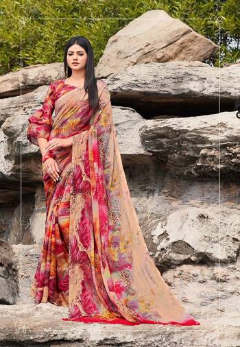 Go Colorful With This Lovely Printed Saree In Multi Color. This Pretty Saree And Blouse Are Fabricated On Chiffon. It Is Light In Weight And Easy To Carry All Day Long. 