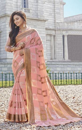 Rich Traditional Looking Designer Saree Is Here In Pink Color. This Lovely Weaved Saree And Blouse Are Fabricated On Handloom Cotton. This Saree Is Suitable For All Occasion Wear And Even For Weddings By Pairing It With Heavy Jewellery. Buy Now.