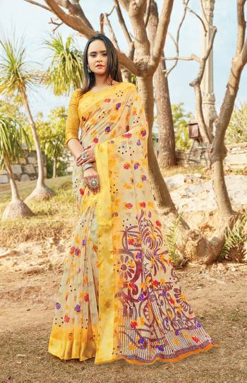 Classy Saree look pretty like never before.Wearing this Yellow Color Saree which made from Cotton With Yellow Color Cotton blouse, Saree has also decorative work like Heavy Printed Work With Lace.This beautiful Saree features a classy Printed Work all over,which makes it a smart pick for all occasions. You can wear this Saree in different styles. Buy Now.