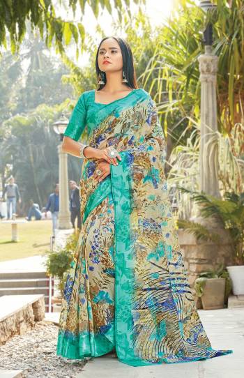 Classy Saree look pretty like never before.Wearing this Sea Green And Multi Color Saree which made from Cotton With Sea Green Color Cotton blouse, Saree has also decorative work like Heavy Printed Work With Lace.This beautiful Saree features a classy Printed Work all over,which makes it a smart pick for all occasions. You can wear this Saree in different styles. Buy Now.