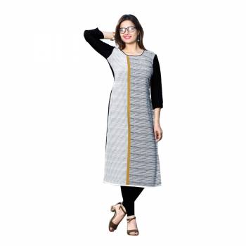 Here Is A Simple Readymade Kurti For Your Casual Wear Fabricated on Crepe. You can Pair This Up Same Or Contrasting Colored Bottom. Its Fabric Is Soft Towards Skin And Easy To Carry All Day Long. 