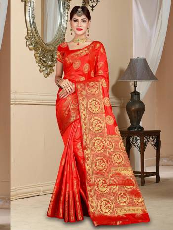 Grab This Designer Silk Based Saree In Red Color Paired With Red Colored Blouse. This Saree And Blouse Are Fabricated On Banarasi Art Silk Beautified With Weave All Over. Buy Now.