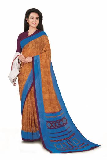 Comfort Is The First Priority When You Go To Your Work Place. So Keeping Your Comfort In Mind This Printed Saree Is Designed As A Uniform For Your Work Place. This Saree And Blouse are Fabricated On Georgette Beautified With Prints Which Is Also Light In Weight And Easy To Carry All Day Long