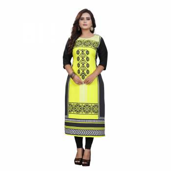 Here Is A Simple Readymade Kurti For Your Casual Wear Fabricated on Crepe. You can Pair This Up Same Or Contrasting Colored Bottom. Its Fabric Is Soft Towards Skin And Easy To Carry All Day Long. 