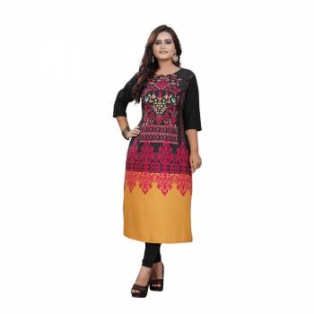 Add Some Casuals With This Readymade Printed Kurti. This Pretty Kurti Is Fabricated on Crepe And Available In All Regular Sizes. Its Fabric Is Soft Towards Skin And Esnures Superb Comfort All Day Long. 