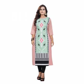 Here Is A Simple Readymade Kurti For Your Casual Wear Fabricated on Crepe. You can Pair This Up Same Or Contrasting Colored Bottom. Its Fabric Is Soft Towards Skin And Easy To Carry All Day Long. 