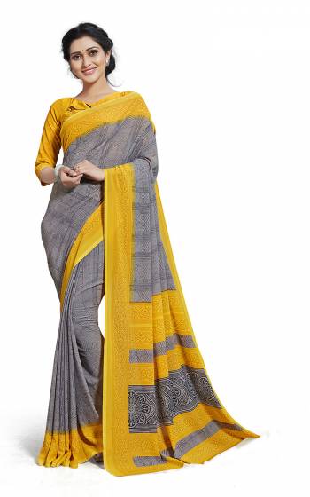 Here Is Very Pretty Printed Saree Fabricated On Georgette Paired With Running Blouse, This Pretty Formal Printed Saree Is Best Suitable For Your Work Place As It Is Light Weight And Esnures Superb Comfort All Day Long. Also It Can Be Used As Uniform At Different Places Like Airports, Hospitals And Hotels. Buy Now