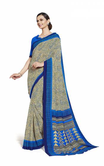 Here Is Very Pretty Printed Saree Fabricated On Georgette Paired With Running Blouse, This Pretty Formal Printed Saree Is Best Suitable For Your Work Place As It Is Light Weight And Esnures Superb Comfort All Day Long. Also It Can Be Used As Uniform At Different Places Like Airports, Hospitals And Hotels. Buy Now