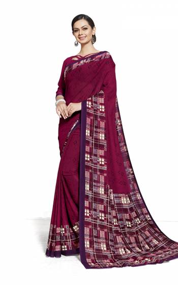 Comfort Is The First Priority When You Go To Your Work Place. So Keeping Your Comfort In Mind This Printed Saree Is Designed As A Uniform For Your Work Place. This Saree And Blouse are Fabricated On Georgette Beautified With Prints Which Is Also Light In Weight And Easy To Carry All Day Long