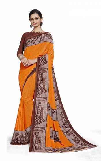 Comfort Is The First Priority When You Go To Your Work Place. So Keeping Your Comfort In Mind This Printed Saree Is Designed As A Uniform For Your Work Place. This Saree And Blouse are Fabricated On Georgette Beautified With Prints Which Is Also Light In Weight And Easy To Carry All Day Long