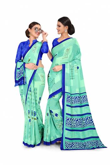 Here Is Very Pretty Printed Saree Fabricated On Georgette Paired?With Running Blouse, This Pretty Formal Printed Saree Is Best Suitable For Your Work Place As It Is Light Weight And Esnures Superb Comfort All Day Long. Also It Can Be Used As Uniform At Different Places Like Airports, Hospitals And Hotels. Buy Now