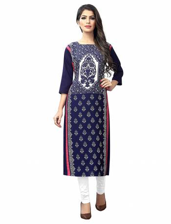 Here Is A Simple Readymade Kurti For Your Casual Wear Fabricated?on Crepe. You can Pair This Up Same Or Contrasting Colored Bottom. Its Fabric Is Soft Towards Skin And Easy To Carry All Day Long