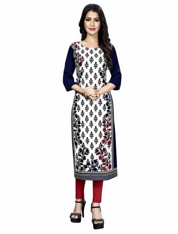 Here Is A Simple Readymade Kurti For Your Casual Wear Fabricated?on Crepe. You can Pair This Up Same Or Contrasting Colored Bottom. Its Fabric Is Soft Towards Skin And Easy To Carry All Day Long