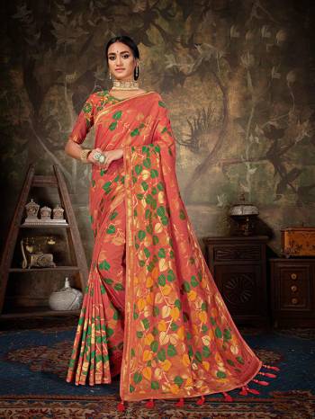 Add This Beautiful designer Silk Based Saree To Your Wardrobe In Dark Peach Color. This Saree And Blouse Are Fabricated on Linen Silk Beautified With Weave And embroidered Deisgner Blouse. Buy This Lovely Saree Now. 