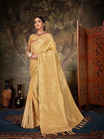 Celebrate This Festive Season With Beauty And Comfort Wearing This Designer Silk Based Saree Cream Color. This Saree And Blouse Are Fabricated on Linen Silk Which Gives A Rich Look To Your Personality. Also This Saree Is Beautified With Weave And Blouse Is Beautified with Attractive Embroidery. 