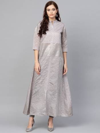 Flaunt Your Rich and Elegant Taste Wearing This Designer Readymade Long Kurti In Grey Color Fabricated on Faux Chanderi. Its Fabric And Color Will Give A Rich Look To Your Personality. 