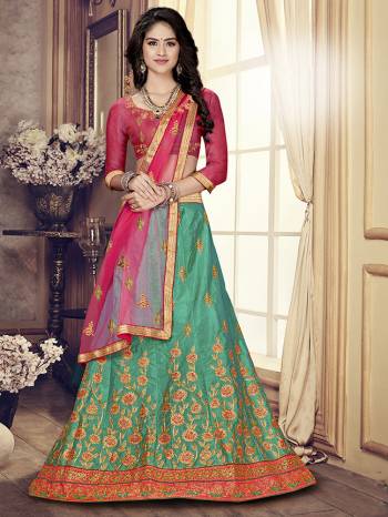 Go Colorful With This Very Bautiful Heavy Embroidered Designer Lehenga Choli. Its Blouse Is Fabricated on Art Silk Paired With Satin Silk Lehenga And Net Fabricated Dupatta. It Is Light In Weight And Easy To Carry All Day Long. 