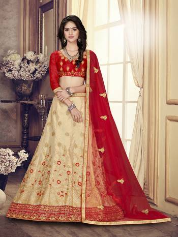 Go Colorful With This Very Bautiful Heavy Embroidered Designer Lehenga Choli. Its Blouse Is Fabricated on Art Silk Paired With Satin Silk Lehenga And Net Fabricated Dupatta. It Is Light In Weight And Easy To Carry All Day Long. 