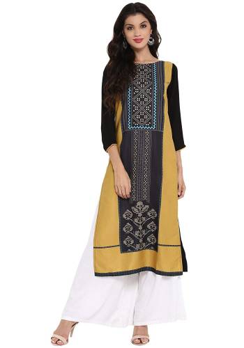 Here Is A Simple Readymade Kurti For Your Casual Wear Fabricated?on Crepe. You can Pair This Up Same Or Contrasting Colored Bottom. Its Fabric Is Soft Towards Skin And Easy To Carry All Day Long.