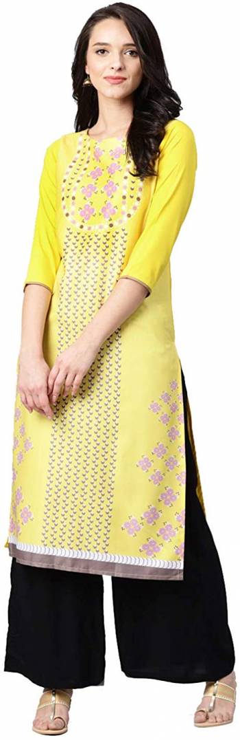 Here Is A Simple Readymade Kurti For Your Casual Wear Fabricated?on Crepe. You can Pair This Up Same Or Contrasting Colored Bottom. Its Fabric Is Soft Towards Skin And Easy To Carry All Day Long.