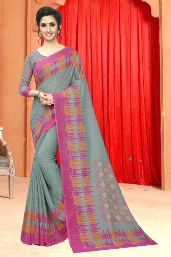 Simple And Elegant Looking Saree Is Here In Grey Color For Your Semi-Casuals Or Festive Wear. This Saree And Blouse Are Fabricated On Soft Cotton Beautified With Prints. It Is Light In Weight, Easy To Drape And Also Durable. 