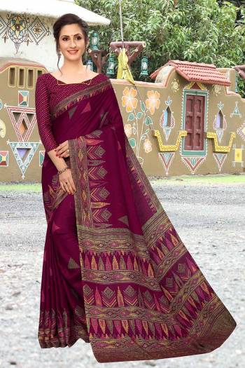 Add This Pretty Elegant Looking Saree To Your Wardrobe In Magenta Pink Color. This Saree And Blouse Are Soft Cotton Based Which Gives A Rich Look To Your Personality. Buy Now.