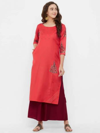 Here Is A Pretty Kurti For Your Casual And Semi-Casual Wear In Cobalt Dark Pink Color Fabricated On Rayon. It Is Light In Weight And Soft Towards Skin Which IS Easy To Carry all Day Long. 