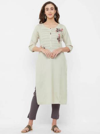 Simple And elegant Looking Readymade Kurti Is Here For Your Casual Wear In Off-White Color. This Kurti Is Fabricated On Rayon And Can Be Paired With Same Or Contrasting Colored Bottom. 